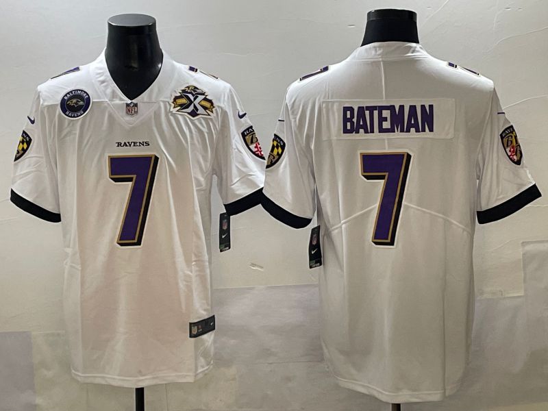 Men 2025 Baltimore Ravens #7 Bateman White Second generations Nike Limited NFL Jersey style 4->baltimore ravens->NFL Jersey